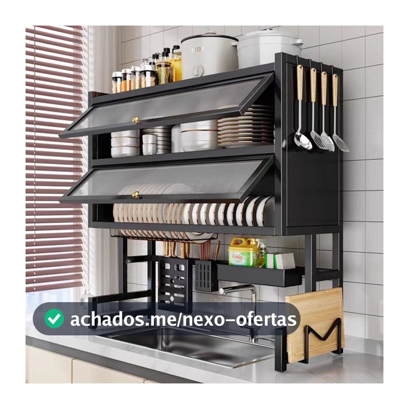 65cm/105cm Escorredor De Louça Cozinha Suspensa Modula Autosustentavel Pia Rack Organizador De Pratos Estante poeira