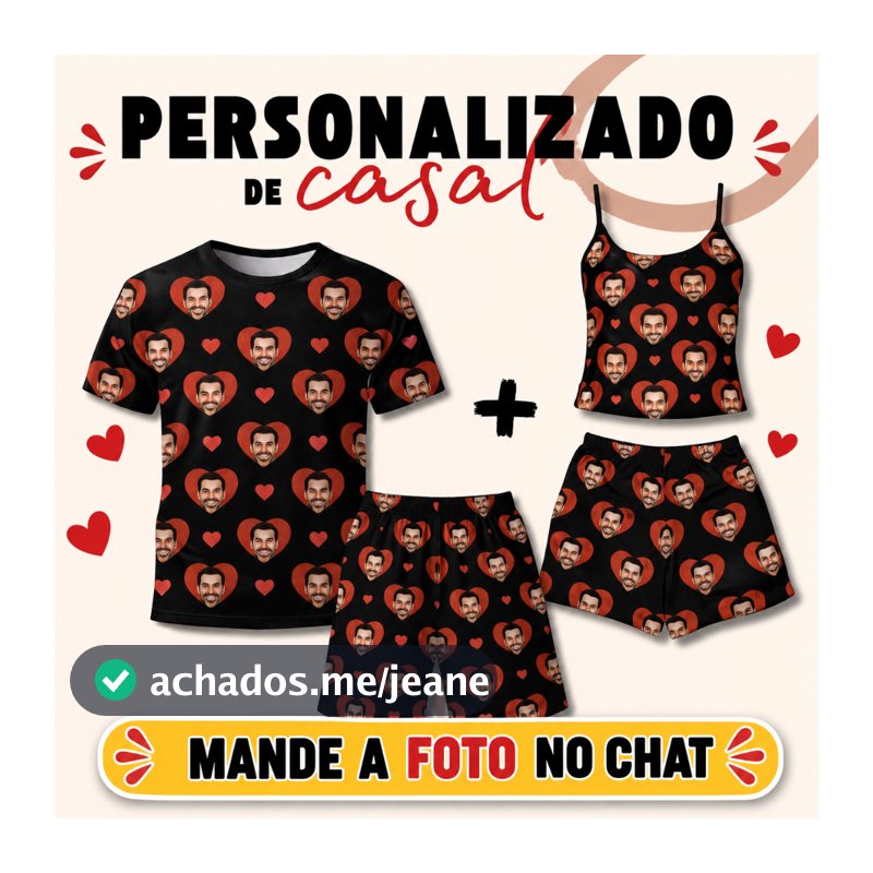 conjunto para casal com foto personalizado combinando com seu amor