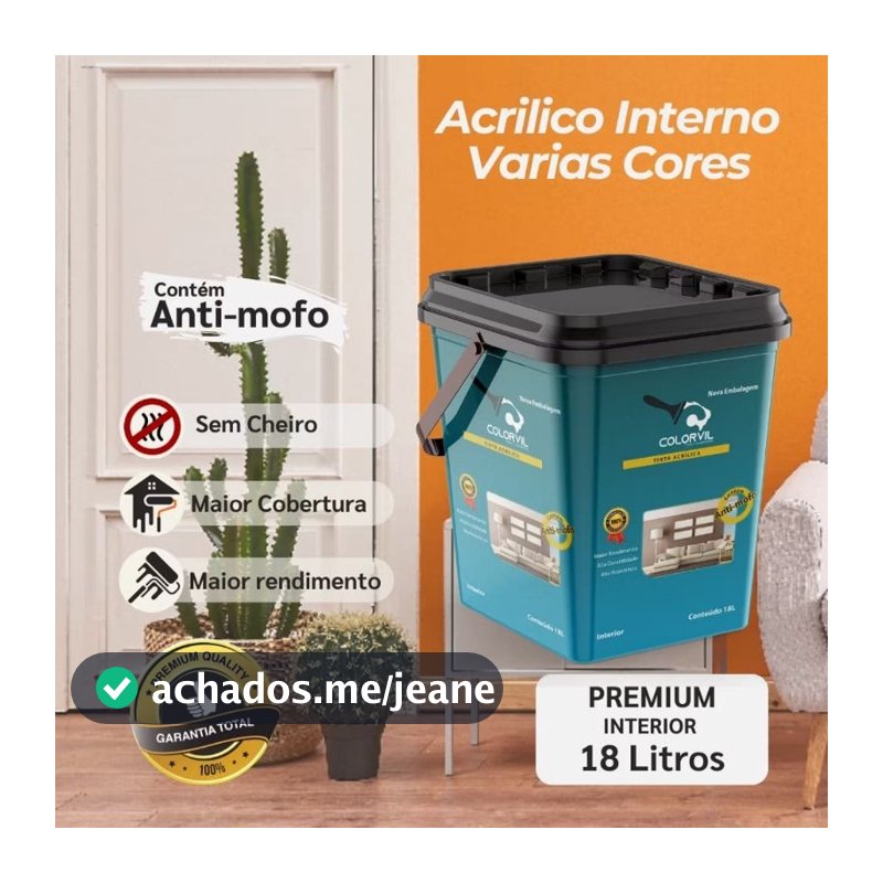 Tinta Acrílica Colorvil eco 18 itros Sem Cheiro com Antimofo para parede , Maior rendimento Diversas Cores Envio Rápido