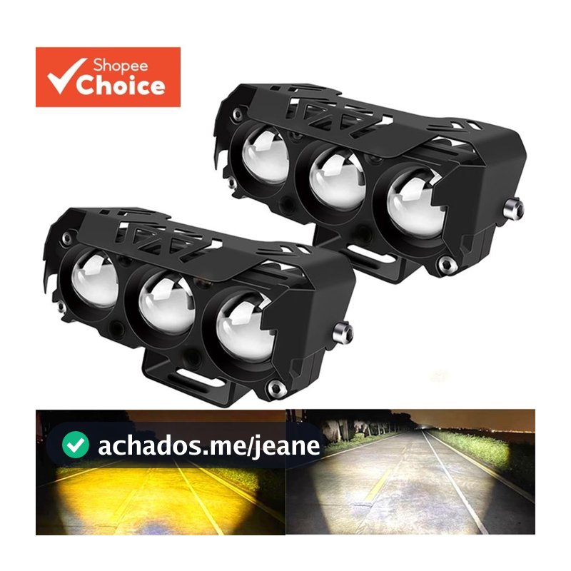 Refletor LED Para Motocicleta , Lâmpadas De Neblina De Feixe Alto/Baixo De Duas Cores Carros , Caminhões , SUVs , UTVs ,