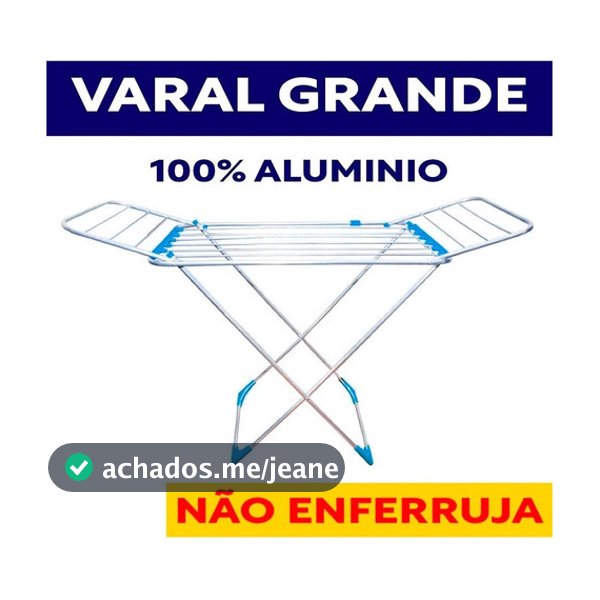Varal P/ Roupas De Chão 100% Alumínio Grande Reforçado Com Abas Dobrável Retrátil Resistente Aço