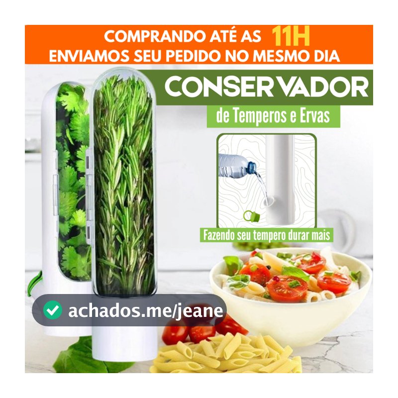 Pote Conservador Ervas Temperos Frescos Plástico 10cm x 6,5 Preserva Sabor Qualidade Ingredientes