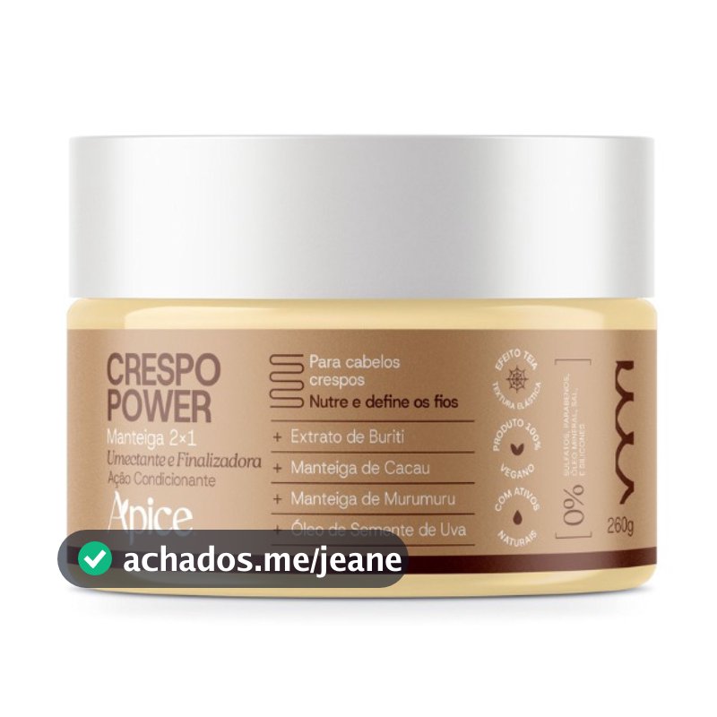 MANTEIGA NUTRITIVA 2 X 1 NUTRE REPARA FINALIZA TRATAMENTO CRESPO POWER APICE NUTRIÇÃO APSE CABELO