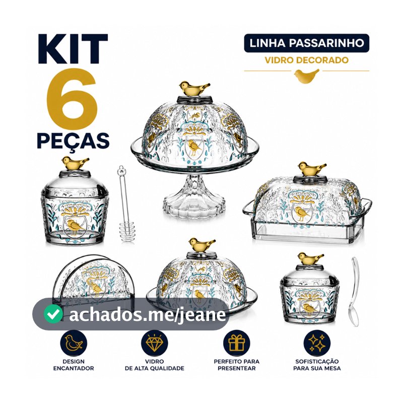 Kit Mesa Posta Cristal Luxo Boleira Porta Guardanapo Açucareiro Manteigueira Queijeira Meleira