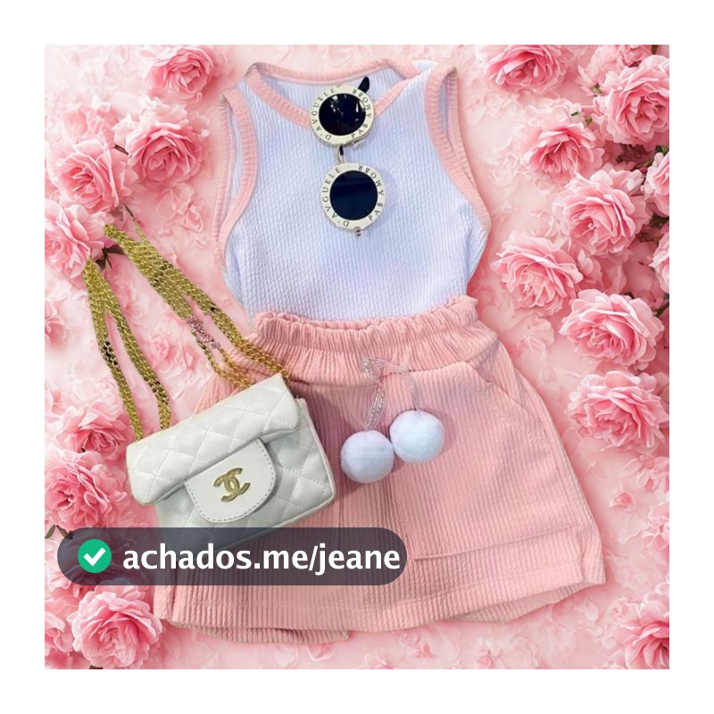 Conjuntos Infantis Menina – Regata Ribana + Short Ana Ruga com PomPom