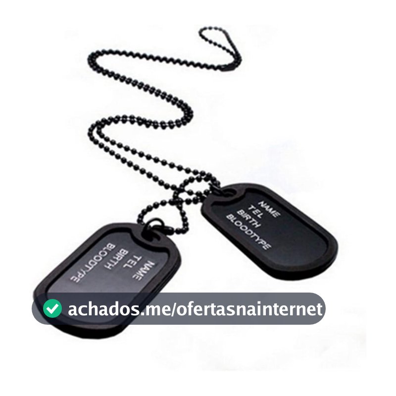 Estilo Militar do Exército: Colar Masculino com Pingente de Tag de Cão, Corrente de Link Preta de Quatro Fileiras