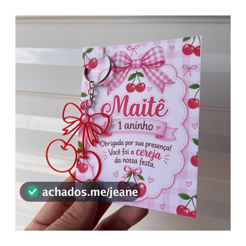 Chaveiro Cerejinhas com Laço + Tag Personalizada/ festa / comemoração | cereja / festa cerejinha