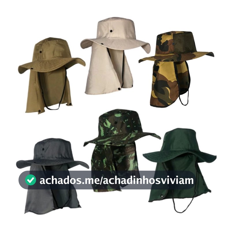 Chapéu Boné Pescador Caçador Carpinteiro Camping Australiano Protetor de Nuca