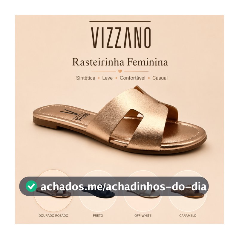Sandália Rasteirinha Vizzano Feminina Sintética Leve Confortável Casual