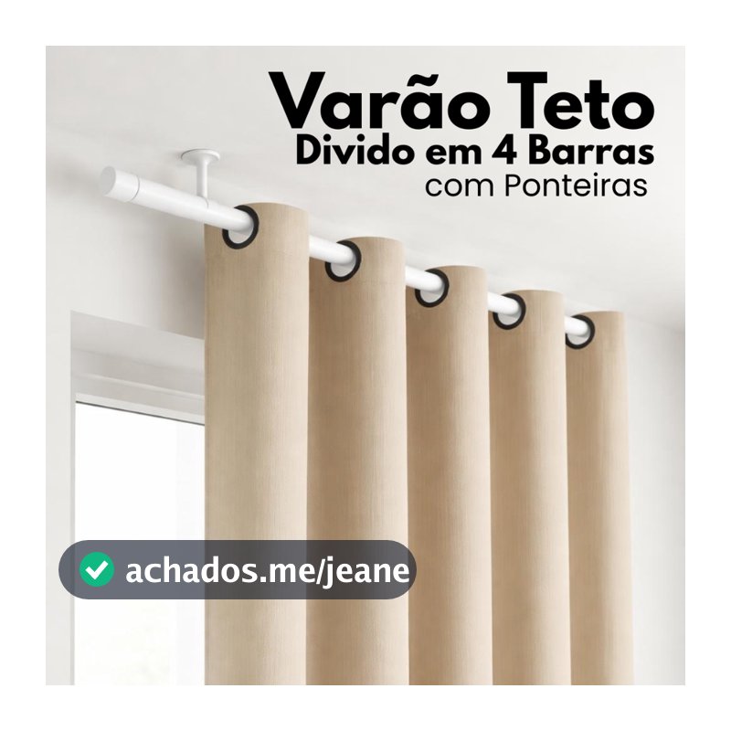 Varão Teto 4 Metros 28mm Grosso Cortineiro Suporte Kit Completo Bastão Com Ponteiras