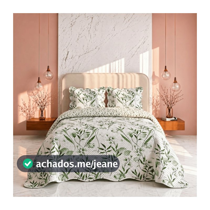 Kit Colcha Cobre Leito Casal Queen King Estampada Dupla Face Florida Matelado Macia 3 Peças Boutis