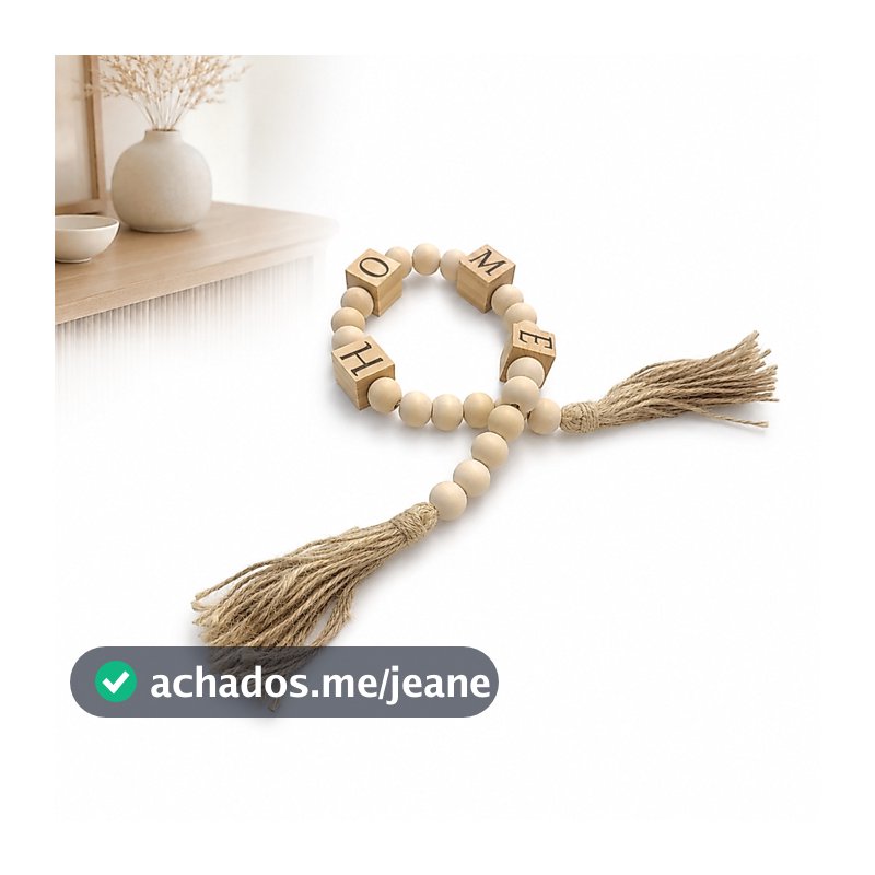 Colar Mesa Decorativo Madeira Home 71cm Boho Natural
