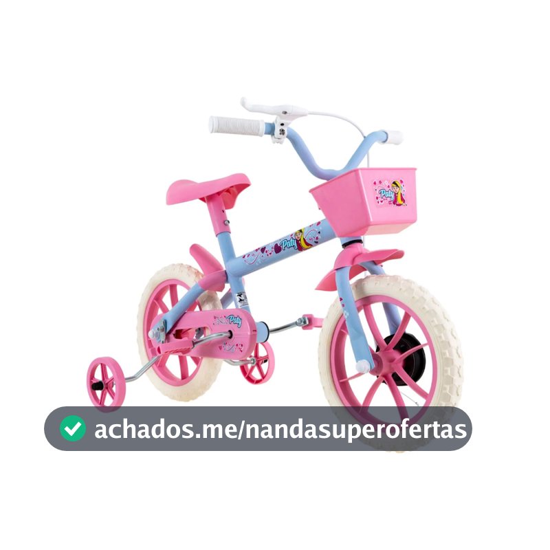 Bicicleta Infantil Aro 12 Verden Bikes Paty - Azul Bebê e Rosa com Rodinhas