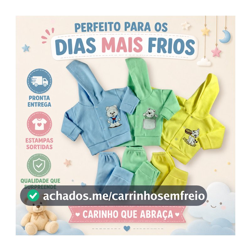 Conjunto De Bebe Com Capuz Soft Blusa + Mijão Estampado Inverno Roupa de Frio Infantil