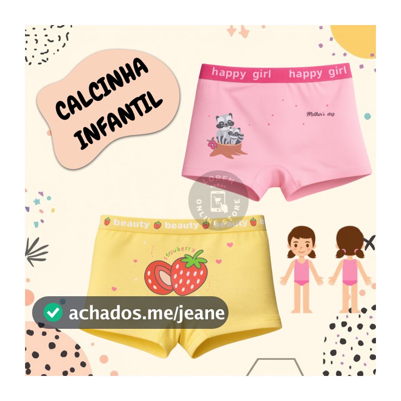 Kit Até 10 Calcinhas Importada box Shortinho Infantil menina Estampada
