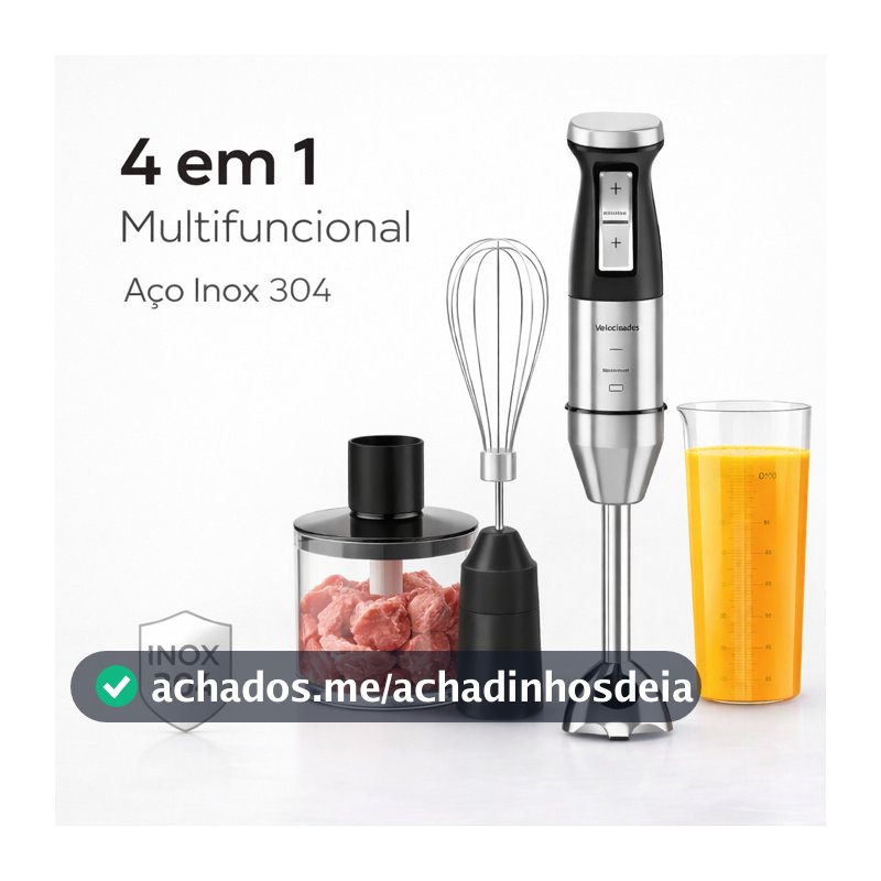 Mixer Elétrico com Processador 4 em 1 300W | Multifunção para Cozinha