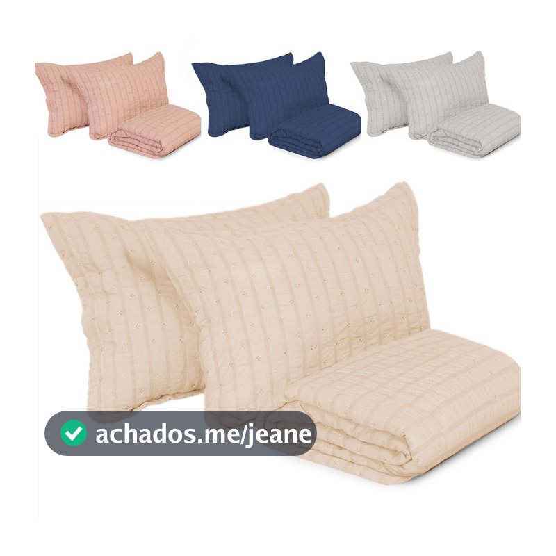 Kit Cobre Leito Queen 3 Peças Texturizado Micro Percal Ultrassônico BF Colchões
