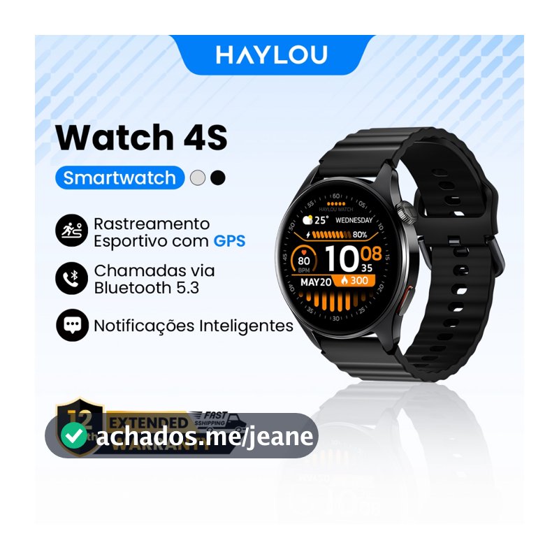 [New] Haylou Watch 4S GPS 1,43"AMOLED SmartWatch 1ATM À Prova D'água Relógio Esportivo 18Dias-Bateria