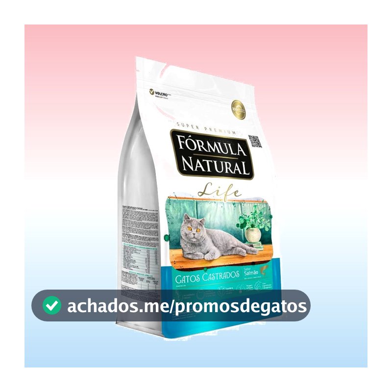 Ração Seca Fórmula Natural Life Gatos Castrados Sabor Salmão 10,1 KG Adimax