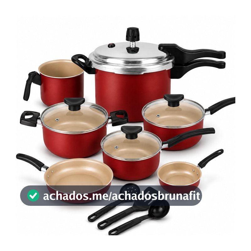 Jogo de Panela Antiaderente Lisboa 10 Pçs com Panela de Pressão 2,5L