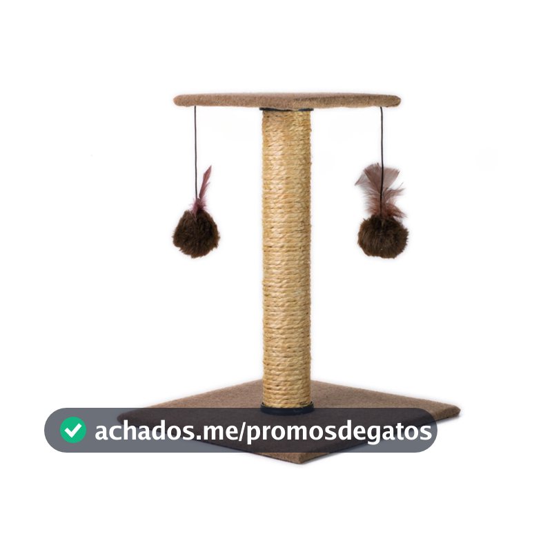 Arranhador Para Gatos Poste Com Brinquedo Duplo Cor Bege