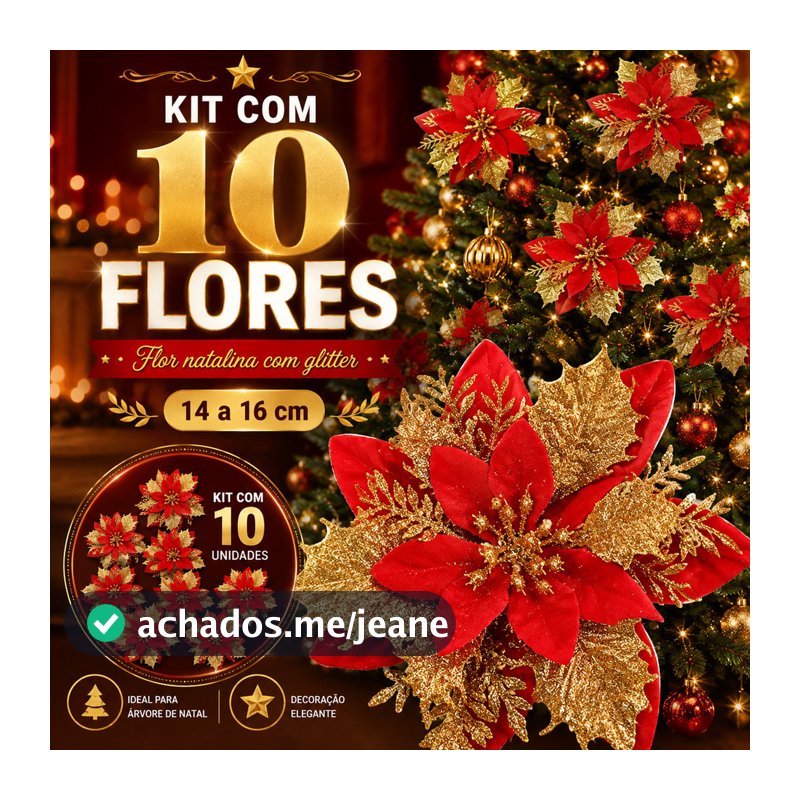 Flores De Natal Premiun  Arvore Artificial Decoração Enfeites Para Arvore de Natal Brilhante Luxo Pick Up
