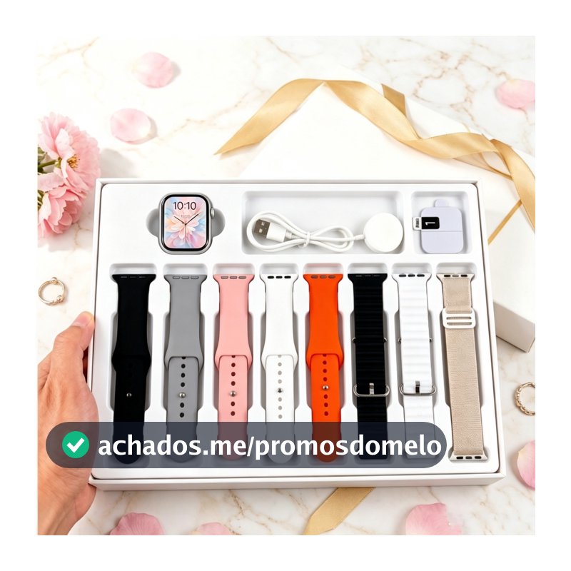 Relógio Inteligente Multifuncional 7 em 1 Tela Touch Completa Pulseiras 38/45/49mm Contador de Passos Ligação Bluetootha