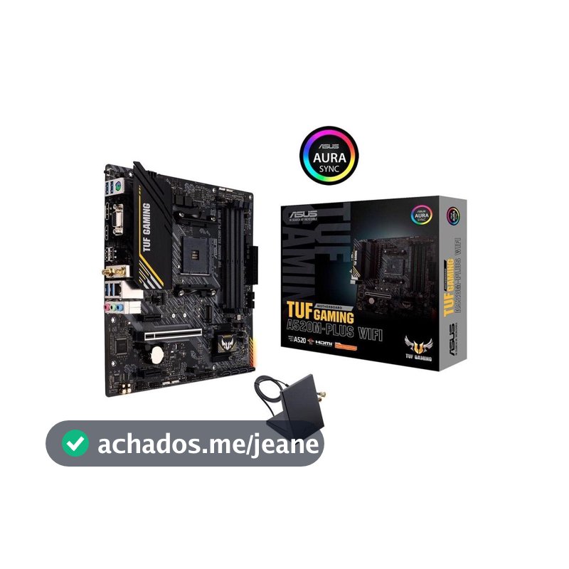 Placa Mãe ASUS TUF GAMING A520M-PLUS WIFI AMD AM4 RGB mATX DDR4 Preto - 90MB17F0-M0EAY0