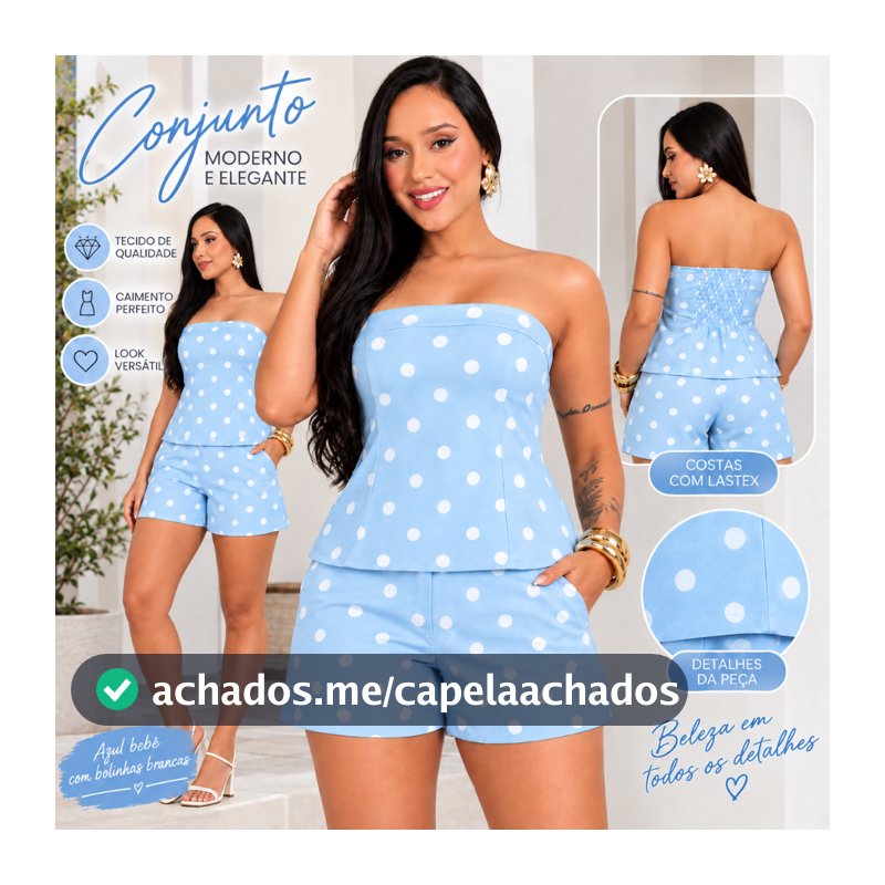 Conjunto Feminino Alfaiataria POÃ Tomara Que Caia