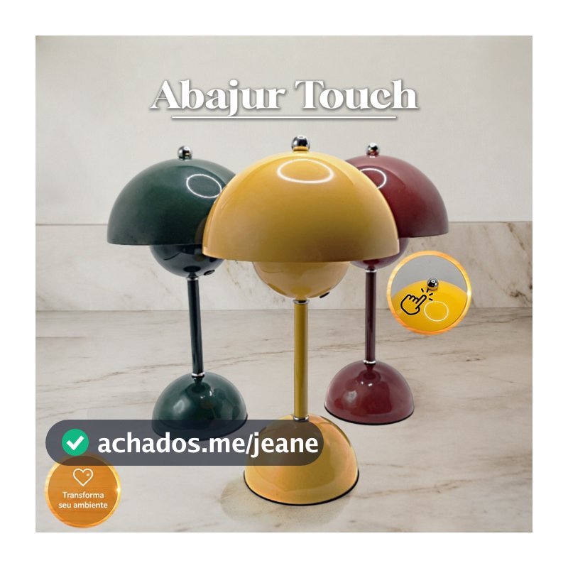 Abajur Cogumelo Luminária de Mesa Touch LED 3 Tons Luz Recarregável USB‑C Sem Fio Decoração Quarto Cabeceira
