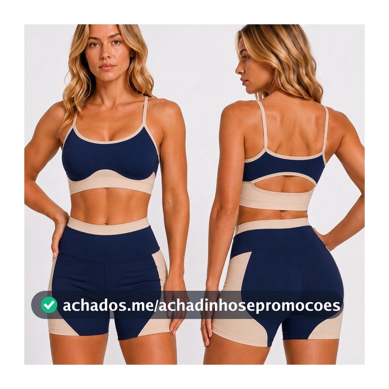 Conjunto Fitness Modern Color Shorts Recorte Estratégicos Top  Duplo Up Recortes
