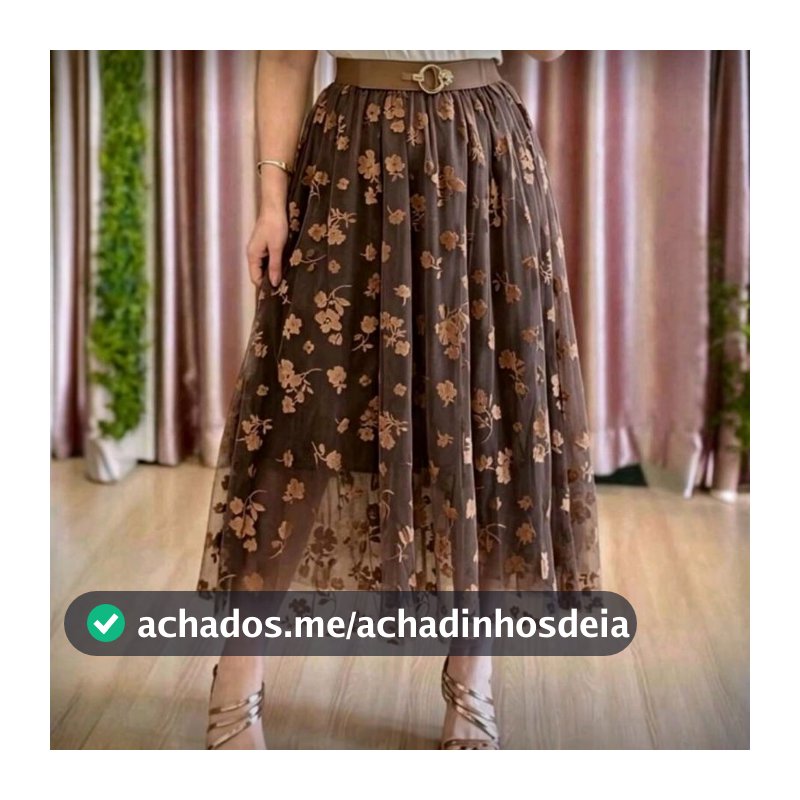 Saia midi de Tule com Flores Cós elástico serve do 36 ao 44.