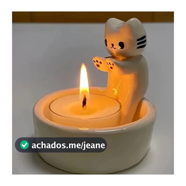 Castical Gatinho Cerâmica 6cm Decorativo Porta Vela Fofo Minimalista Kawaii Presente Criativo Gato