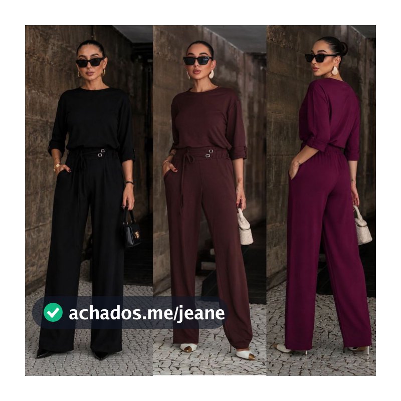 Conjunto Feminino Moletinho Premium Viscose Elegante Calça Cintura Alta com Blusa Confortável