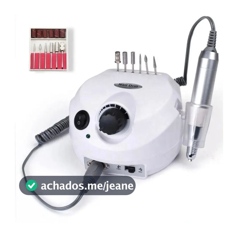 Lixadeira Motor 50.000RPM Nail Drill Professional Bivolt 6 brocas Pedal Lixa Eletrica