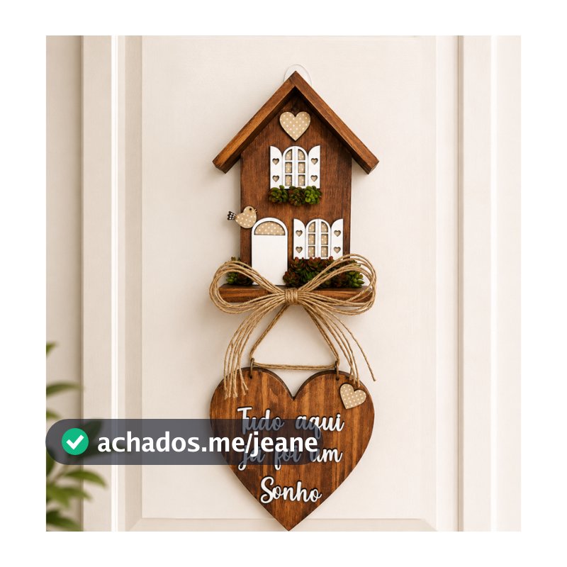 Enfeite Decorativo Parede Casa Madeira Coração Placa Bem Vindos Artesanato Decoração