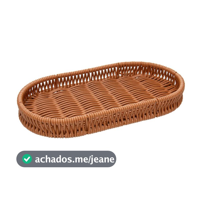 Cesta Oval Lyor de Plástico Natural 24,5x12,5x3cm - Ideal para Bandejas Armários e Mesa Posta Cozinha Jardins