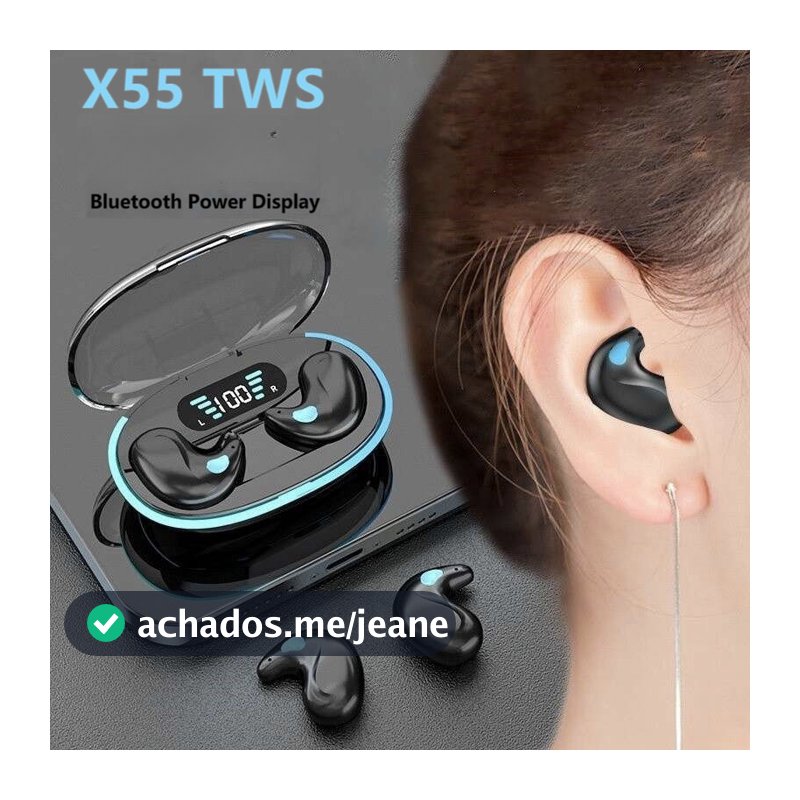 X55 Fones De Ouvido Para Dormir Mini Sem Fio Trabalho TWS Bluetooth Estéreo Com Microfone HD À Prova D'água