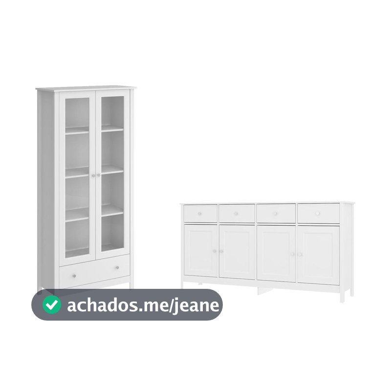 Cristaleira + Aparador Buffet Ditália E-954 + R-626 Branco