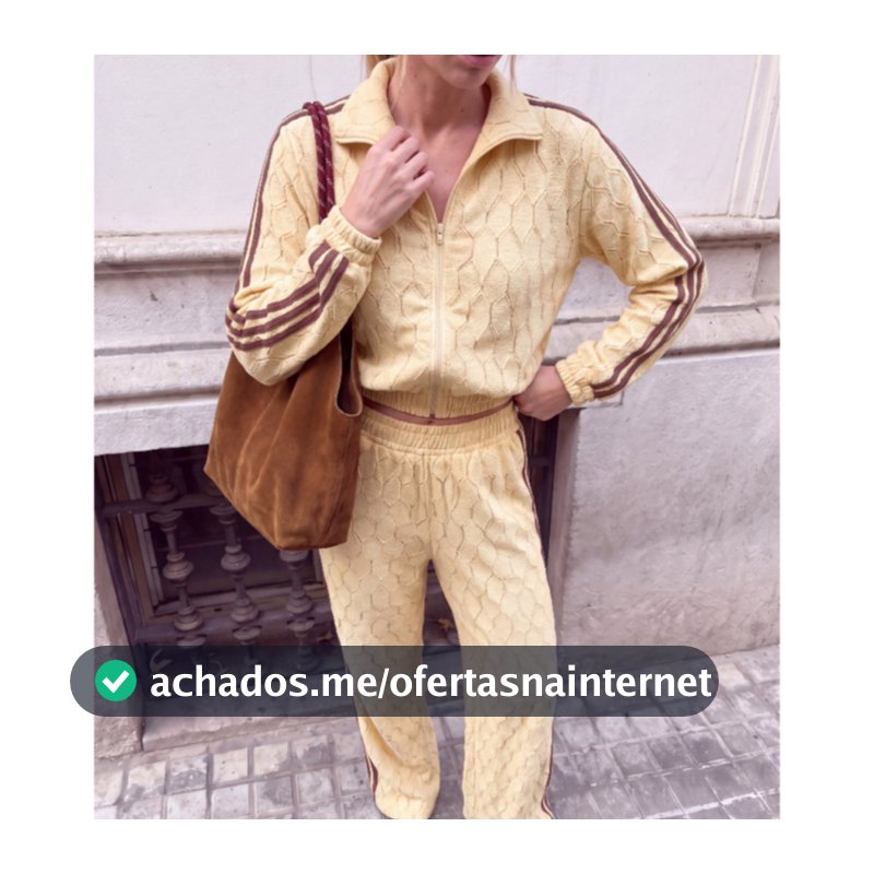 Conjunto Tricô Feminino Jaqueta Cropped e Calça Pantalona
