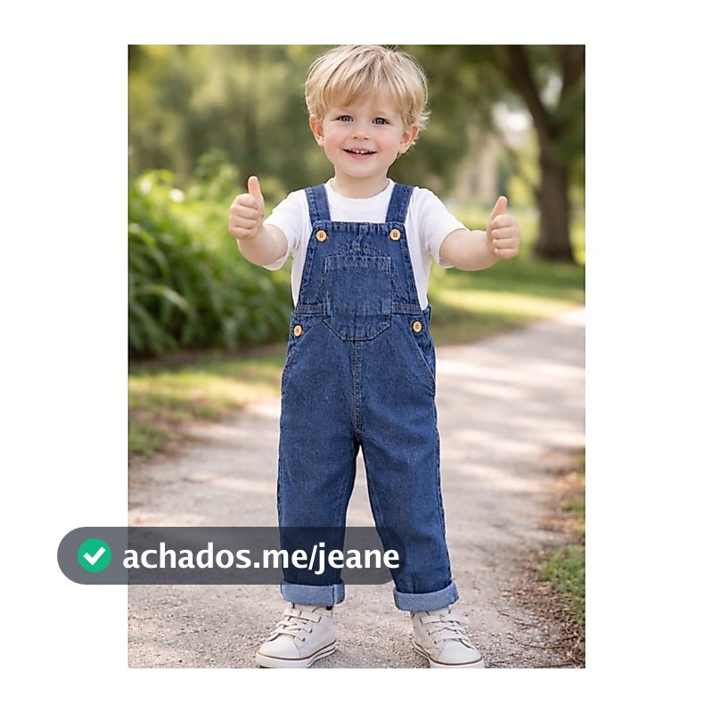 Macacão Jardineira Calça Jeans Infantil Menino com bolso 1 A 3 Anos