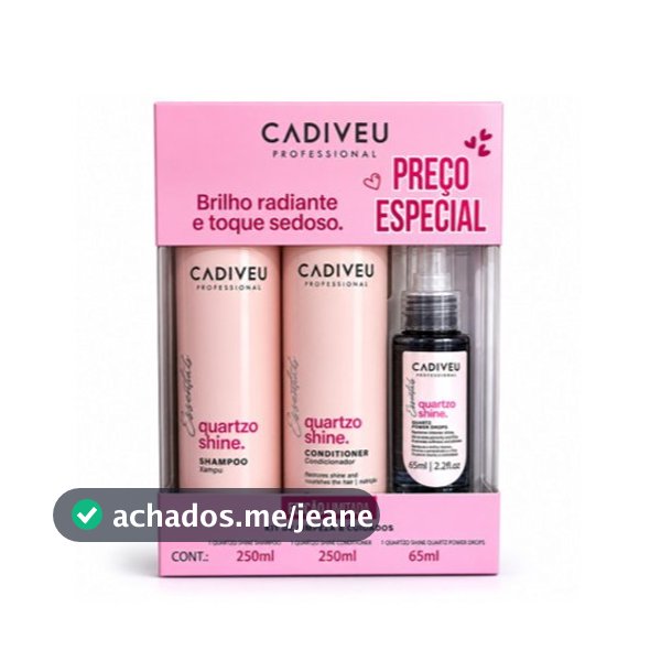 Cadiveu Professional Quartzo Shine KIT de Limpeza Shampoo 250ml + Condicioandor 250ml e Sérum 65ml