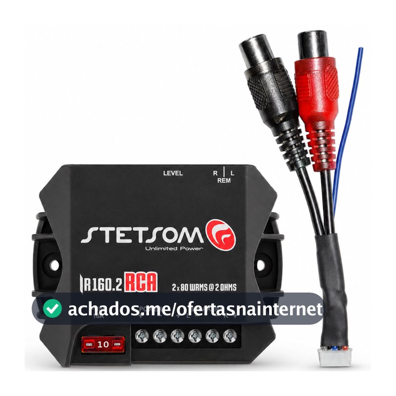 Módulo Amplificador Stetsom IR160.2 RCA 2 Canais 80W RMS 2 Ohms 12V Som Automotivo Carro