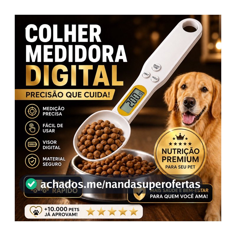 Colher Balança Digital Para Cozinha e Ração Pet Medidor de Precisão 500g Pegador Alimento Portátil Prática Fácil Usar