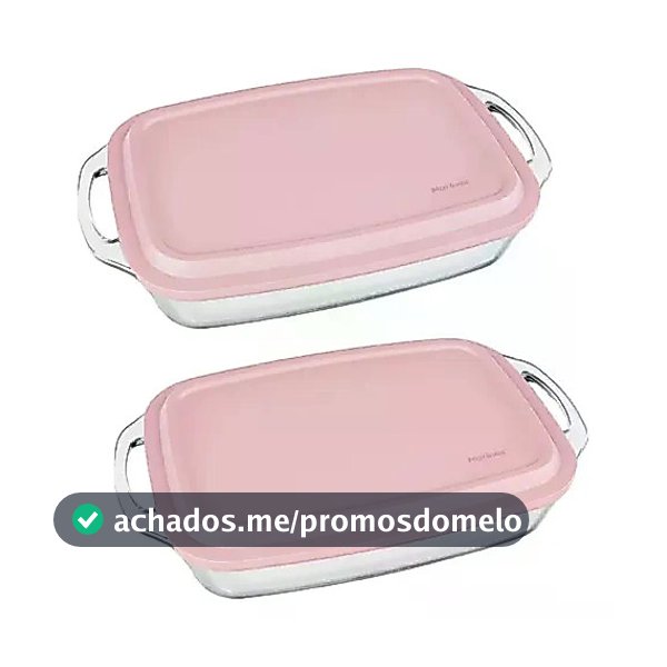 Kit 2 Assadeiras Travessa Marinex Seletta 3,5l C Tampa Rosa claro