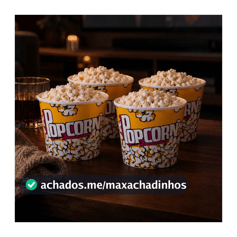 Kit 4 Baldes Pipoca Pote Grande Resistente Plástico 1,4 LITROS Cinema Filme PopCorn