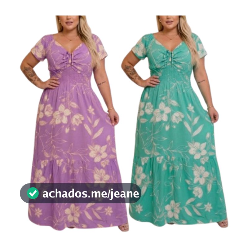Vestido  Longo Plus Size Feminino Estampado Moda Evangélica Florido Evangélico Soltinho  Rodado Floral Lastex igreja