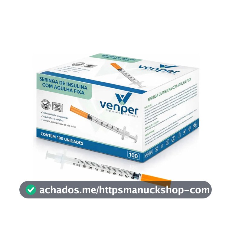 Kit Seringa de Insulina Botox 1ml 100UI com Agulha Fixa e Ultra Fina 8x0,30MM 30G