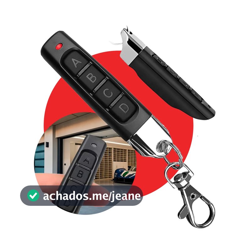 Controle Remoto Portão Universal Alarme 433mhz 4 Botões Mini Chaveiro Garagem Cancela Automação