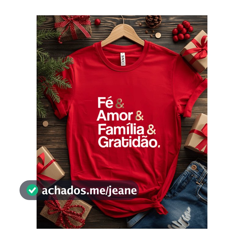 Camiseta Estampada Feliz Natal Unissex Blusa Fé Amor Familia e Gratidão Atacado Camisa Natalina